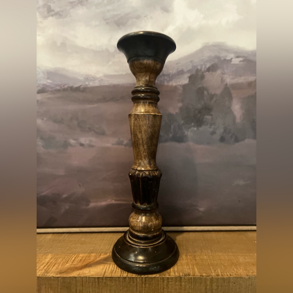 Three Hands Corp Wood Pilar Candle Holder